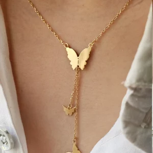 گردنبند لیزری پروانه آویز