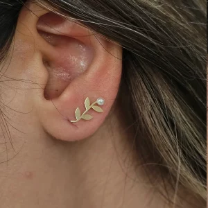 گوشواره میخی طرح‌گندم و مروارید