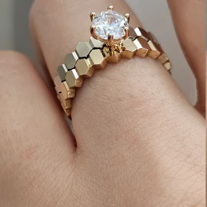 انگشتر سولیتر طرح لانه زنبور